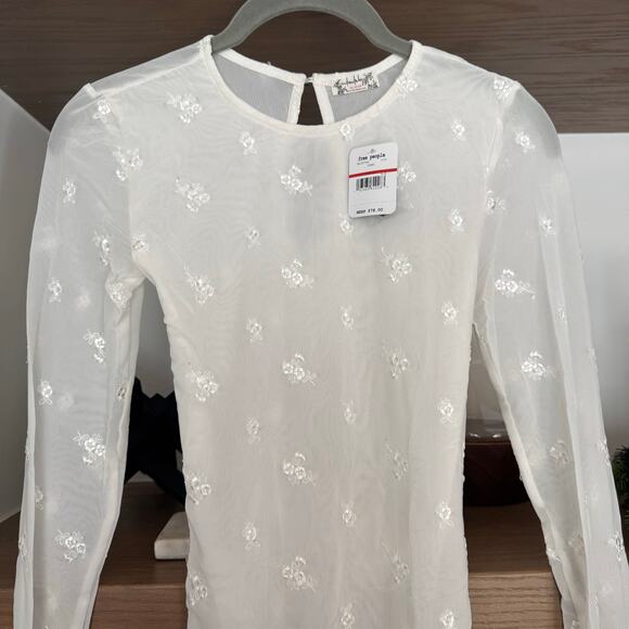 Free People Make Out Mesh Bodysuit in Ivory - Picture 3 of 8